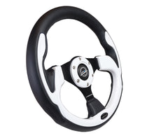 Load image into Gallery viewer, NRG Reinforced Steering Wheel (320mm) Blk w/White Trim & 4mm 3-Spoke