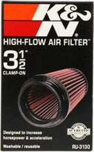Load image into Gallery viewer, K&N Filter Universal Rubber Filter 3 1/2 inch Flange 4 5/8 inch Base 3 1/2 inch Top 7 inch Height