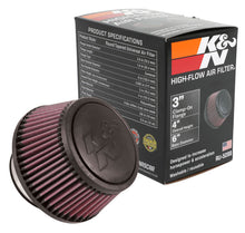 Load image into Gallery viewer, K&N Universal Round Clamp-On Air Filter 3in Flange ID x 6in Base OD x 4.625in Top OD x 3in Height