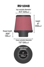 Load image into Gallery viewer, K&N Universal Clamp-On Air Filter 6in Flange / 7-1/2in Base / 4-1/2in Top / 6in Height