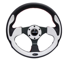 Load image into Gallery viewer, NRG Reinforced Steering Wheel (320mm) Blk w/White Trim & 4mm 3-Spoke