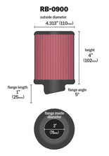 Load image into Gallery viewer, K&N Universal Rubber Filter 3 inch 5 Degree FLG 4 1/2 inch OD 4 inch Height