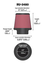 Load image into Gallery viewer, K&N Universal Rubber Filter 4 1/2 inch FLG / 5 7/8 inch Base / 5 inch Top / 6 inch Height