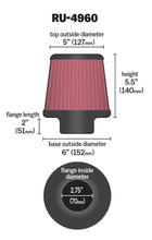 Load image into Gallery viewer, K&N Filter Universal Rubber Filter 2 3/4 inch Flange 6 inch Base 5 inch Top 5 1/2 inch Height