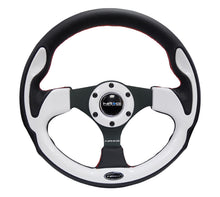 Load image into Gallery viewer, NRG Reinforced Steering Wheel (320mm) Blk w/White Trim & 4mm 3-Spoke