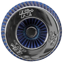 Load image into Gallery viewer, K&N Universal Air Filter Chrome Round Tapered Blue - 4in Flange ID x 1.125in Flange Length x 5.5in H