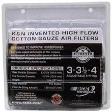 Load image into Gallery viewer, K&N Universal Air Filter Chrome Round Tapered Red - 4in Flange ID x 1.125in Flange Length x 5.5in H