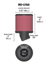 Load image into Gallery viewer, K&N Filter Universal Rubber Round Straight Filter 20 Deg Angled 2-7/16in Flange 3-3/4in OD 4in H