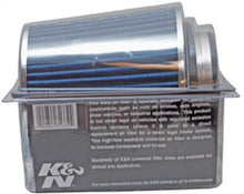 Load image into Gallery viewer, K&N Universal Air Filter Chrome Round Tapered Blue - 4in Flange ID x 1.125in Flange Length x 5.5in H