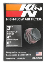 Load image into Gallery viewer, K&N Universal Round Clamp-On Air Filter 3in Flange ID x 6in Base OD x 4.625in Top OD x 3in Height