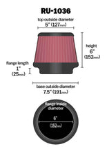 Load image into Gallery viewer, K&N Universal Clamp-On Air Filter 6in FLG / 7-1/2in B / 5in T / 6in H