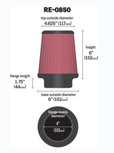 Load image into Gallery viewer, K&N Universal Air Filter (4in. Flange / 6in. Base OD / 4-5/8in. Top OD / 6in. Height)