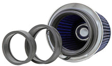 Load image into Gallery viewer, K&N Universal Air Filter Chrome Round Tapered Blue - 4in Flange ID x 1.125in Flange Length x 5.5in H