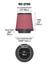 Load image into Gallery viewer, K&N Filter Universal Rubber Filter 3 1/2 inch Flange 4 5/8 inch Base 3 1/2 inch Top 4 1/2 inch Heigh