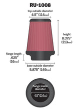 Load image into Gallery viewer, K&N Universal Clamp-On Air Filter 4-1/2in FLG / 5-7/8in B / 4-1/2in T / 8-3/8in H