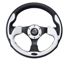 Load image into Gallery viewer, NRG Reinforced Steering Wheel (320mm) Blk w/White Trim & 4mm 3-Spoke