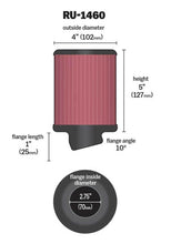 Load image into Gallery viewer, K&N Filter Universal Rubber Filter 2 3/4 inch 10 Degree Flange 4 inch OD 5 inch Height