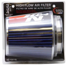 Load image into Gallery viewer, K&N Universal Air Filter Chrome Round Tapered Blue - 4in Flange ID x 1.125in Flange Length x 5.5in H