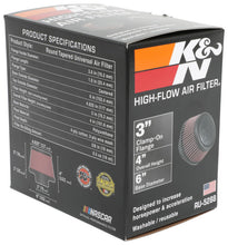 Load image into Gallery viewer, K&N Universal Round Clamp-On Air Filter 3in Flange ID x 6in Base OD x 4.625in Top OD x 3in Height