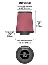 Load image into Gallery viewer, K&N Universal Rubber Filter 2.75in Flange ID x 5.875in Base OD x 4.75in Top OD x 7in Height
