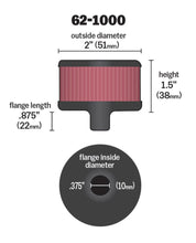 Load image into Gallery viewer, K&N Steel Base Crankcase Vent Filter 0.375in Vent OD x 2in OD x 1.5in Height