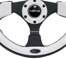Load image into Gallery viewer, NRG Reinforced Steering Wheel (320mm) Blk w/White Trim & 4mm 3-Spoke