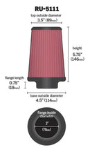 Load image into Gallery viewer, K&N Filter Universal Rubber Filter 3 Flange 4 1/2 Base inch 3 1/2 inch Top 5 3/4 inch Height