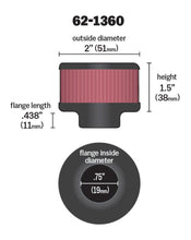 Load image into Gallery viewer, K&N 3/4 inch ID 2 inch OD 1.5 inch H Clamp On Crankcase Vent Filter