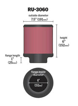 Load image into Gallery viewer, K&N Universal Rubber Filter 6in Flange ID / 7.5in OD / 6in Height / Round Straight