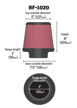 Load image into Gallery viewer, K&N Universal Air Filter 6in Flange ID x 7.5in Base / 5in OD Top x 8in H
