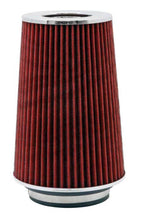 Load image into Gallery viewer, K&N Universal Air Filter Chrome Round Tapered Red - 4in Flange ID x 1.125in Flange Length x 9.5in H