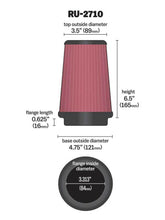Load image into Gallery viewer, K&N Universal Rubber Filter Round Tprd 3.313in Flange ID x 4.75in Base OD x 3.5in Top OD x 6.5in H
