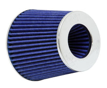 Load image into Gallery viewer, K&N Universal Air Filter Chrome Round Tapered Blue - 4in Flange ID x 1.125in Flange Length x 5.5in H