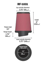 Load image into Gallery viewer, K&N Round Tapered Universal Air Filter 3.5in Flange ID / 5.75in Base OD / 3.75in Top OD / 6in H