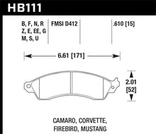 Load image into Gallery viewer, Hawk 1990-1990 Chevy Camaro Iroc-Z (w/Heavy Duty Brakes) High Perf. Street 5.0 Front Brake Pads
