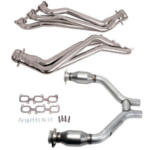 Load image into Gallery viewer, BBK 15-17 Ford Mustang V6 1-3/4 Long Tube Headers w/High Flow Catted H Pipe (Silver Ceramic)
