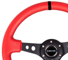 Load image into Gallery viewer, NRG Reinforced Steering Wheel (350mm / 3in. Deep) Red Suede w/Blk Circle Cutout Spokes
