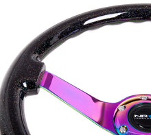 Load image into Gallery viewer, NRG Reinforced Steering Wheel (350mm / 3in. Deep) Classic Blk Sparkle w/4mm Neochrome 3-Spoke Center
