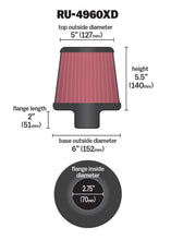 Load image into Gallery viewer, K&amp;N Filter Universal Clamp-On Filter-Round Tapered 2.75in Flange ID x 6in Base OD x 5in Top OD
