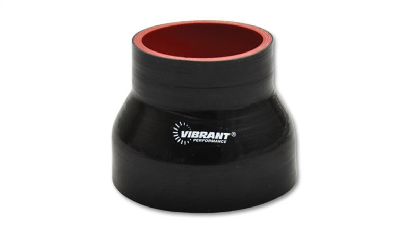 Vibrant 4 Ply Reinforced Silicone Transition Connector - 2.5in I.D. x 3in I.D. x 3in long (BLACK)