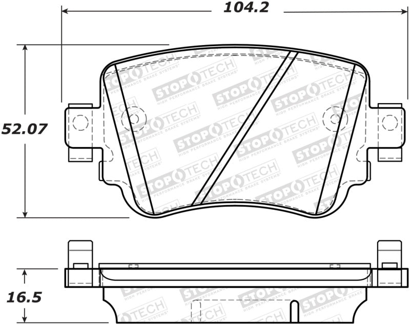 StopTech 14-19 Volkswagen GTI Rear Street Brake Pads w/Shims