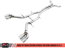 Load image into Gallery viewer, AWE Tuning 16-19 Chevy Camaro SS Non-Res Cat-Back Exhaust - Track Edition (Quad Chrome Silver Tips)
