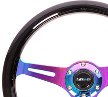 Load image into Gallery viewer, NRG Classic Wood Grain Steering Wheel (350mm) Black Paint Grip w/Neochrome 3-Spoke Center
