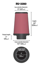 Load image into Gallery viewer, K&amp;N Filter Universal Rubber Filter 6 inch Flange 7.5 inch Base 5 inch Top 10 inch Height
