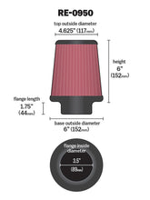 Load image into Gallery viewer, K&amp;N Universal Rubber Filter 3 1/2inch ID FLG / 6inch Base / 4-5/8inch Top / 6inch Height
