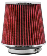 Load image into Gallery viewer, K&amp;N Universal Air Filter Chrome Round Tapered Red - 4in Flange ID x 1.125in Flange Length x 5.5in H
