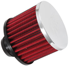 Load image into Gallery viewer, K&amp;N Rubber Base Chrome Top Push-In Crankcase Vent Filter 3in OD x 2-1/2in H.
