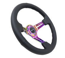 Load image into Gallery viewer, NRG Reinforced Steering Wheel (350mm / 3in. Deep) Blk Leather/Blk Stitch w/Neochrome Slits
