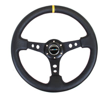 Load image into Gallery viewer, NRG Reinforced Steering Wheel (350mm / 3in. Deep) Blk Leather w/Blk Cutout Spoke/Yellow Center Mark
