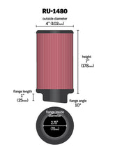 Load image into Gallery viewer, K&amp;N Filter Universal Rubber Filter 10 Degree Flange Angle 4in OD x 2.75in Flange ID x 7in H
